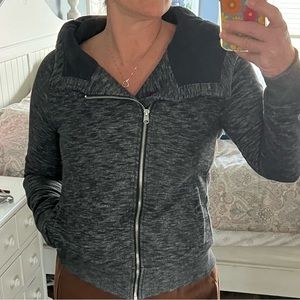 Abercrombie Asymmetrical Zip up hoodie with a quilted hood.